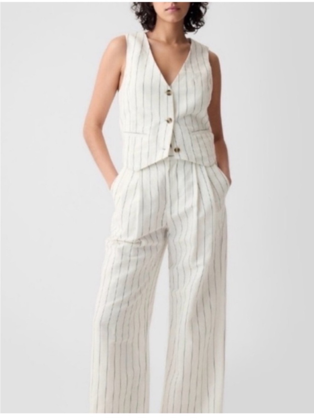 GAP Cream Pinstripe Wide-Leg Pants/Vest set